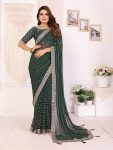 RICH LOOK GEORGETTE EMBROIDERY SEQUENCE WORK SAREE WITH UNSTITCHED BLOUSE PARTY WEAR WHOLESALE PRICE ETHNIC GARMENT (7)