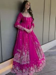 RICH LOOK GEORGETTE EMBROIDERY SEQUENCE WORK TOP LEHENGA WITH DUPATTA PINK