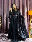 RICH LOOK GEORGETTE SEQUENCE & DORI WORK GOWN DUPATTA WITH WAIST BELT PARTY WEAR WHOLESALE PRICE ETHNIC GARMENT (5)