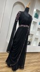 RICH LOOK GEORGETTE SEQUENCE & DORI WORK GOWN DUPATTA WITH WAIST BELT PARTY WEAR WHOLESALE PRICE ETHNIC GARMENT (5)