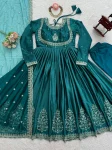 RICH LOOK JAPAN SATIN THREAD WITH SEQUNCE WORK GOWN BOTTOM WITH DUPATTA WEDDING WEAR WHOLESALE PRICE ETHNIC GARMENT (2)