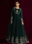 RICH LOOK JAPAN SATIN THREAD WITH SEQUNCE WORK GOWN BOTTOM WITH DUPATTA TEAL