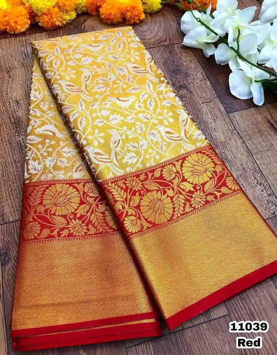 RICH LOOK KANJIVARAM SILK MINA WEAVING & CONTRAST BORDER & CONTRAST GOLD ZARI WORK SAREE WITH UNSTITCHED BLOUSE FESTIVE WEAR WHOLESALE PRICE ETHNIC GARMENT (2).jpg.webp