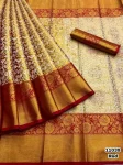 RICH LOOK KANJIVARAM SILK MINA WEAVING & CONTRAST BORDER & CONTRAST GOLD ZARI WORK SAREE WITH UNSTITCHED BLOUSE RED