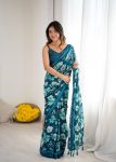 RICH LOOK MOSS CHIFFON DIGITAL PRINT WORK SAREE WITH UNSTITCHED BLOUSE RAMA