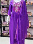 RICH LOOK MUL COTTON MACHINE EMBROIDERY WORK TOP BOTTOM WITH DUPATTA FESTIVEWEAR WHOLESALE PRICE ETHNIC GARMENT (2)