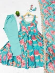RICH LOOK MUSLIN FLORAL PRINT WORK GOWN BOTTOM WITH DUPATTA FESTIVE WEAR WHOLESALE PRICE ETHNIC GARMENT (5)