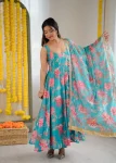 RICH LOOK MUSLIN FLORAL PRINT WORK GOWN BOTTOM WITH DUPATTA FESTIVE WEAR WHOLESALE PRICE ETHNIC GARMENT (5)