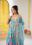 RICH LOOK MUSLIN FLORAL PRINT WORK GOWN BOTTOM WITH DUPATTA FESTIVE WEAR WHOLESALE PRICE ETHNIC GARMENT (5)