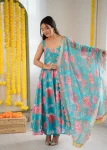 RICH LOOK MUSLIN FLORAL PRINT WORK GOWN BOTTOM WITH DUPATTA FESTIVE WEAR WHOLESALE PRICE ETHNIC GARMENT (5)