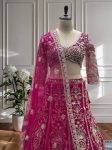 RICH LOOK NET SEQUENCE AND CODING EMBROIDERY WORK LEHENGA CHOLI WITH DUPATTA RECEPTION WEAR WHOLESALE PRICE ETHNIC GARMENT (6)