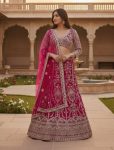 RICH LOOK NET SEQUENCE AND CODING EMBROIDERY WORK LEHENGA CHOLI WITH DUPATTA PINK