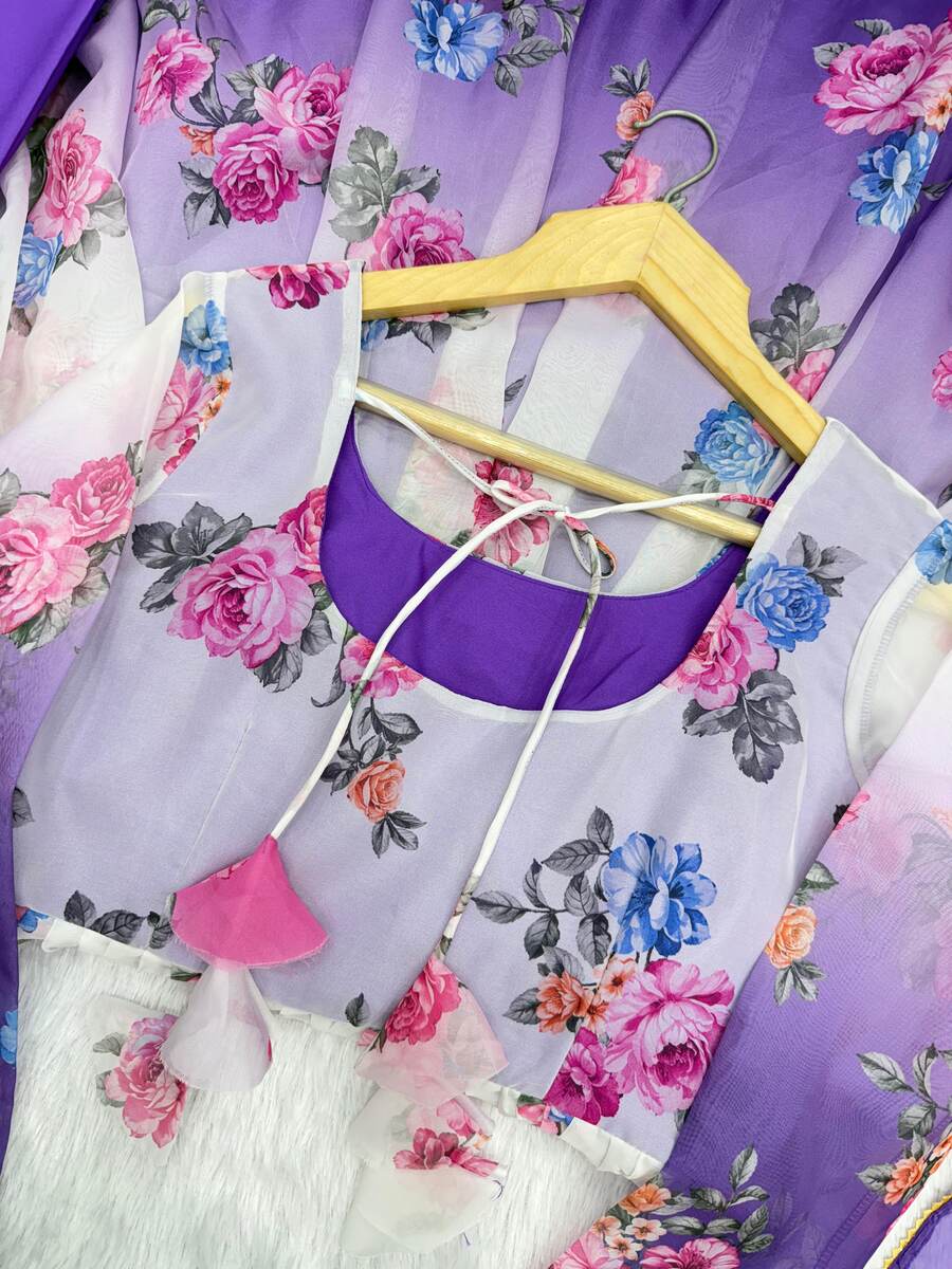 RICH LOOK ORGANZA FLORAL PRINT WORK ANARKALI GOWN BOTTOM WITH DUPATTA FESTIVE WEAR WHOLESALE PRICE ETHNIC GARMENT (13)