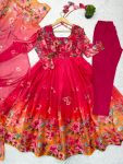 RICH LOOK ORGANZA FLORAL PRINT WORK ANARKALI GOWN BOTTOM WITH DUPATTA FESTIVE WEAR WHOLESALE PRICE ETHNIC GARMENT (6)