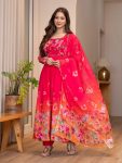 RICH LOOK ORGANZA FLORAL PRINT WORK ANARKALI GOWN BOTTOM WITH DUPATTA FESTIVE WEAR WHOLESALE PRICE ETHNIC GARMENT (6)