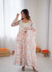 RICH LOOK ORGANZA FLORAL PRINT WORK ANARKALI GOWN BOTTOM WITH DUPATTA PARTY WEAR WHOLESALE PRICE ETHNIC GARMENT (3)