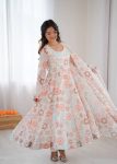 RICH LOOK ORGANZA FLORAL PRINT WORK ANARKALI GOWN BOTTOM WITH DUPATTA PARTY WEAR WHOLESALE PRICE ETHNIC GARMENT (3)