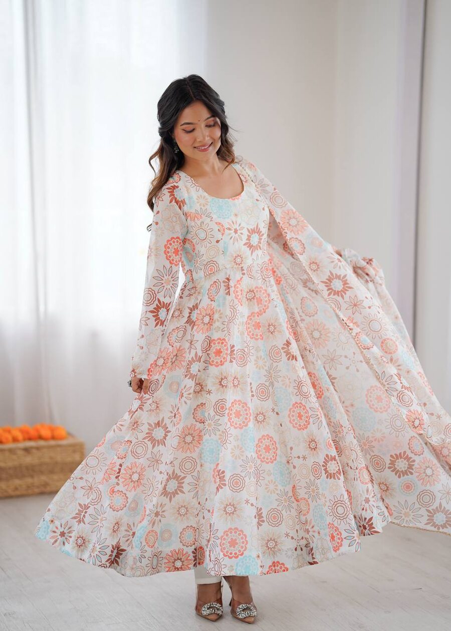 RICH LOOK ORGANZA FLORAL PRINT WORK ANARKALI GOWN BOTTOM WITH DUPATTA PARTY WEAR WHOLESALE PRICE ETHNIC GARMENT (5)