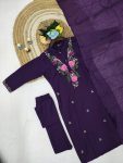RICH LOOK RAYON SLUB EMBROIDERY WORK TOP BOTTOM WITH DUPATTA FESTIVE WEAR WHOLESALE PRICE ETHNIC GARMENT (2)