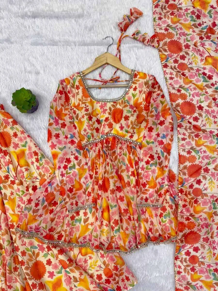 RICH LOOK TABBY ORGANZA FLORAL PRINT WITH MIRROR LACE WORK TOP PALAZZO WITH DUPATTA FESTIVE WEAR WHOLESALE PRICE ETHNIC GARMENT (11)_1