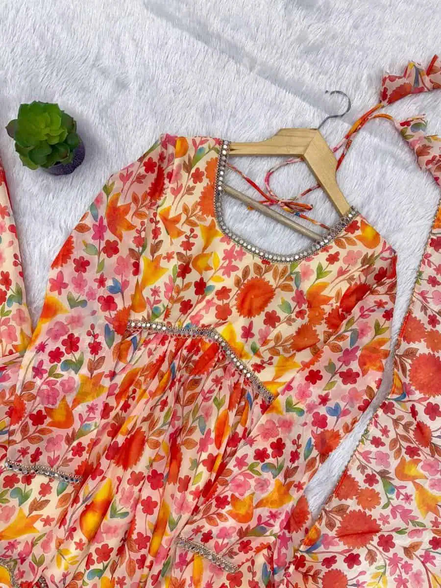 RICH LOOK TABBY ORGANZA FLORAL PRINT WITH MIRROR LACE WORK TOP PALAZZO WITH DUPATTA FESTIVE WEAR WHOLESALE PRICE ETHNIC GARMENT (13)_1