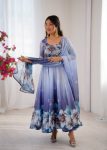 RICH LOOK TABBY ORGANZA SILK DIGITAL PRINT WITH HAND WORK GOWN BOTTOM WITH DUPATTA LAVENDER