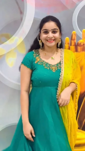 RICH LOOK VICHITRA MAGGAM AND HAND WORK GOWN WITH DUPATTA GREEN