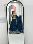 RICH LOOK VICHITRA SILK EMBROIDERY THREAD & SEQUENCE WORK LEHENGA CHOLI WITH DUPATTA WEDDING WEAR WHOLESALE PRICE ETHNIC GARMENT (14)