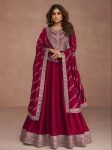 RICH LOOK VICHITRA SILK EMBROIDERY ZARI SEQUENCE WORK GOWN WITH DUPATTA PINK