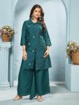 RICH LOOK VISCOSE EMBROIDERY WORK KURTI PALAZZO SET RAMA