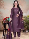 RICH LOOK VISCOSE EMBROIDERY WORK TOP BOTTOM WITH DUPATTA WINE