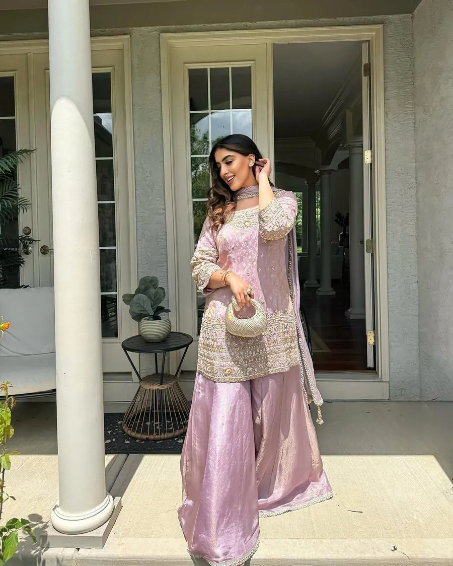 SHIMMER SILK SEQUENCE & ZARI EMBROIDERY WORK TOP PALAZZO WITH DUPATTA FESTIVE WEAR WHOLESALE PRICE ETHNIC GARMENT (4)