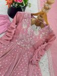 TRENDING CRUNCHY SILK EMBROIDERY SEQUENCE WORK GOWN BOTTOM WITH DUPATTA WEDDING WEAR WHOLESALE PRICE ETHNIC GARMENT (8)