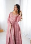 TRENDING CRUNCHY SILK EMBROIDERY SEQUENCE WORK GOWN BOTTOM WITH DUPATTA WEDDING WEAR WHOLESALE PRICE ETHNIC GARMENT (8)