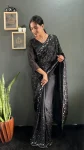 TRENDING GEORGETTE SILK EMBROIDERY MULTI SEQUENCE &CUT WORK READY TO WEAR SAREE WITH UNSTITCHED BLOUSE FESTIVE WEAR WHOLESALE PRICE ETHNIC GARMENT (3)