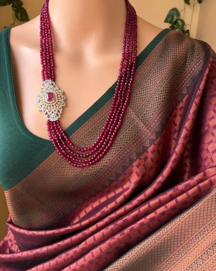 TRENDING LICHI SILK BANARASI WEAVING WORK SAREE WITH UNSTITCHED BLOUSE FESTIVE WEAR WHOLESALE PRICE ETHNIC GARMENT (10)