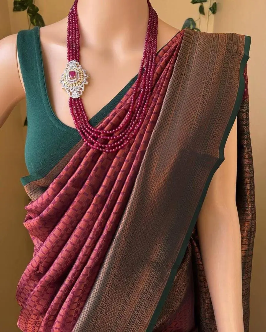TRENDING LICHI SILK BANARASI WEAVING WORK SAREE WITH UNSTITCHED BLOUSE FESTIVE WEAR WHOLESALE PRICE ETHNIC GARMENT (11)
