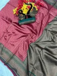 TRENDING LICHI SILK BANARASI WEAVING WORK SAREE WITH UNSTITCHED BLOUSE FESTIVE WEAR WHOLESALE PRICE ETHNIC GARMENT (12)