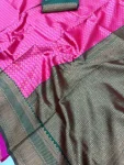 TRENDING LICHI SILK BANARASI WEAVING WORK SAREE WITH UNSTITCHED BLOUSE FESTIVE WEAR WHOLESALE PRICE ETHNIC GARMENT (18)