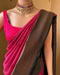 TRENDING LICHI SILK BANARASI WEAVING WORK SAREE WITH UNSTITCHED BLOUSE FESTIVE WEAR WHOLESALE PRICE ETHNIC GARMENT (18)