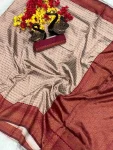 TRENDING LICHI SILK BANARASI WEAVING WORK SAREE WITH UNSTITCHED BLOUSE FESTIVE WEAR WHOLESALE PRICE ETHNIC GARMENT (6)