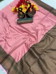TRENDING LICHI SILK BANARASI WEAVING WORK SAREE WITH UNSTITCHED BLOUSE FESTIVE WEAR WHOLESALE PRICE ETHNIC GARMENT (24)