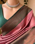 TRENDING LICHI SILK BANARASI WEAVING WORK SAREE WITH UNSTITCHED BLOUSE FESTIVE WEAR WHOLESALE PRICE ETHNIC GARMENT (24)