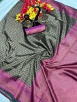 TRENDING LICHI SILK BANARASI WEAVING WORK SAREE WITH UNSTITCHED BLOUSE FESTIVE WEAR WHOLESALE PRICE ETHNIC GARMENT (1)