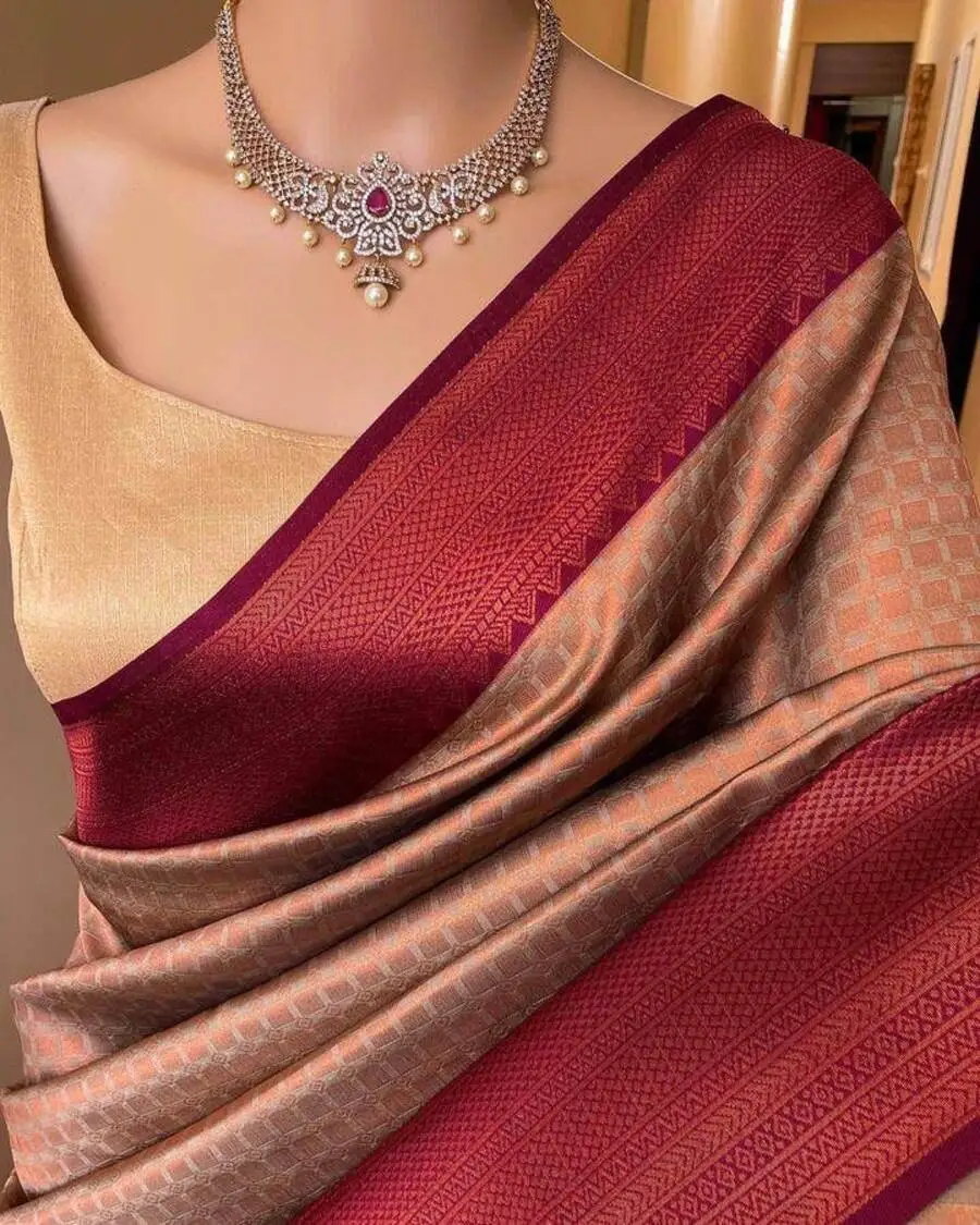 TRENDING LICHI SILK BANARASI WEAVING WORK SAREE WITH UNSTITCHED BLOUSE FESTIVE WEAR WHOLESALE PRICE ETHNIC GARMENT (3)