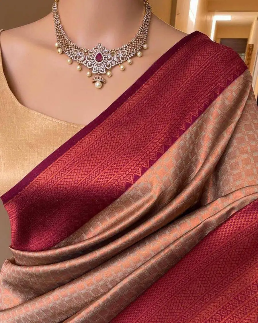 TRENDING LICHI SILK BANARASI WEAVING WORK SAREE WITH UNSTITCHED BLOUSE FESTIVE WEAR WHOLESALE PRICE ETHNIC GARMENT (4)