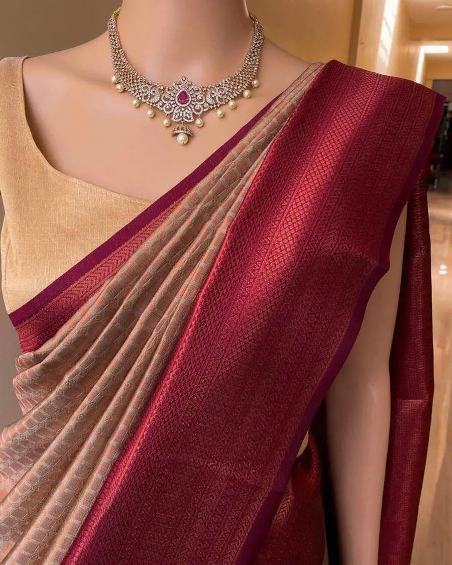 TRENDING LICHI SILK BANARASI WEAVING WORK SAREE WITH UNSTITCHED BLOUSE FESTIVE WEAR WHOLESALE PRICE ETHNIC GARMENT (5)