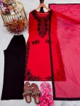 DESIGNER GEORGETTE EMBROIDERY WORK TOP PALAZZO WITH DUPATTA BLACK WITH RANI