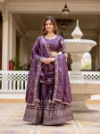 DESIGNER GOLD CRUSH EMBROIDERY WORK LEHENGA CHOLI WITH DUPATTA PURPLE