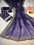 1DESIGNER JIMMY CHOO SEQUENCE ZARI WORK AARCO BORDER WORK SAREE WITH UNSTITCHED BLOUSE WEDDING WEAR WHOLESALE PRICE ETHNIC GARMENT (12)